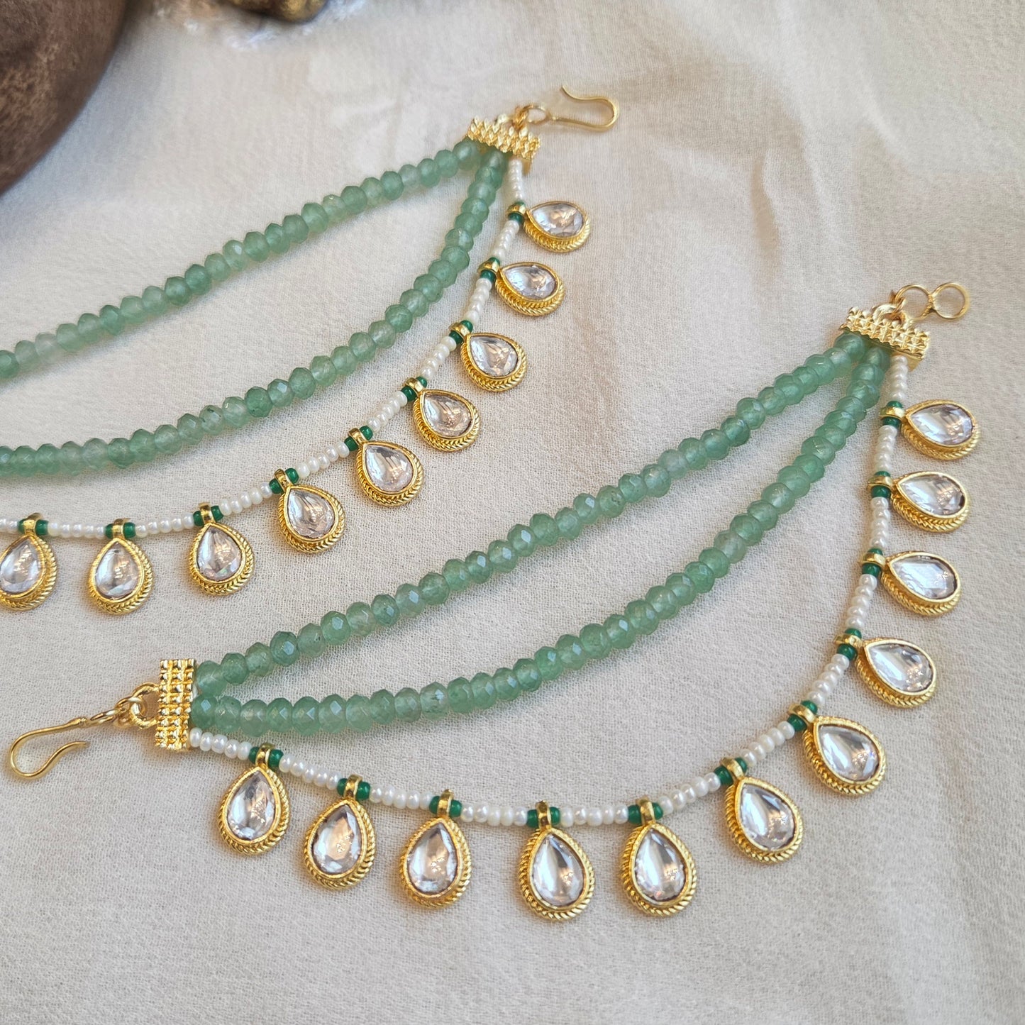 Flourite beaded and kundan kanchain