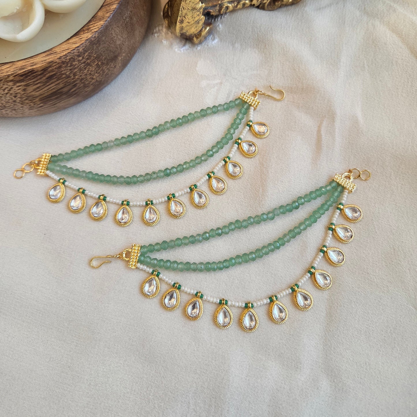 Flourite beaded and kundan kanchain