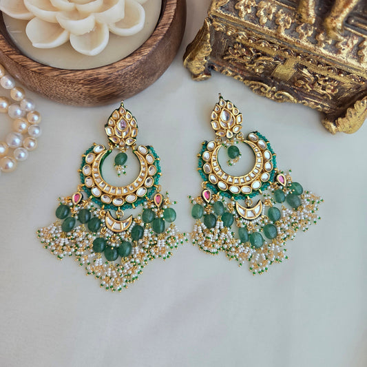 Emerald kundan chandbali
