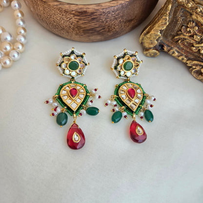 Emerald and ruby danglers