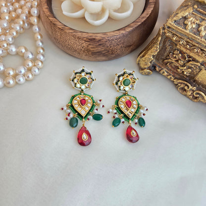 Emerald and ruby danglers