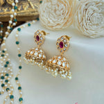 Polki and ruby small jhumki