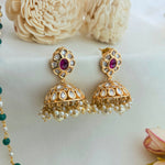 Polki and ruby small jhumki