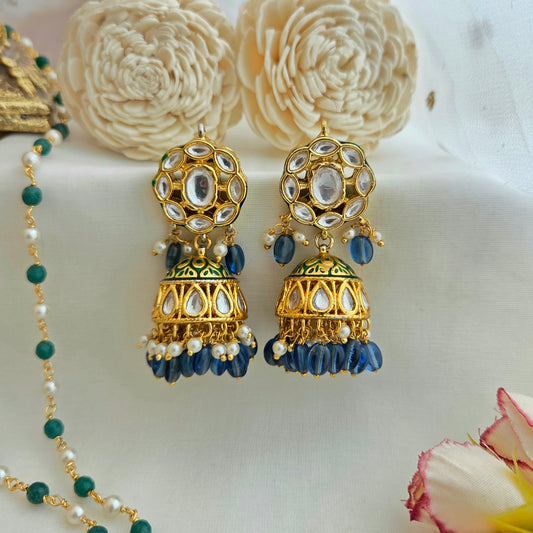 Kundan and blue sapphire jhumki