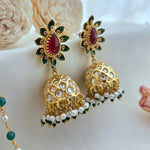 Beautiful meenakari floral jhumka