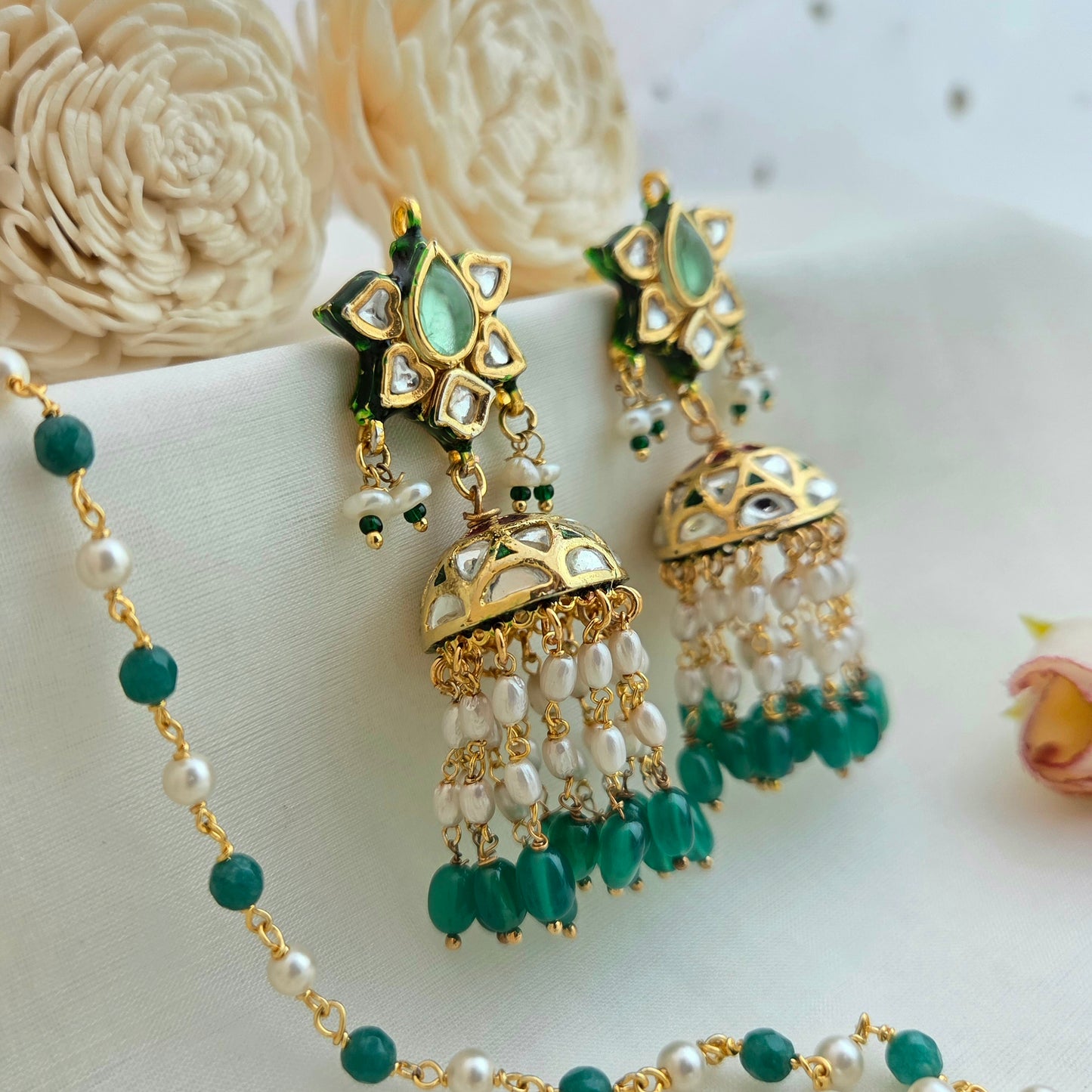 Pearl and flourite jhumki