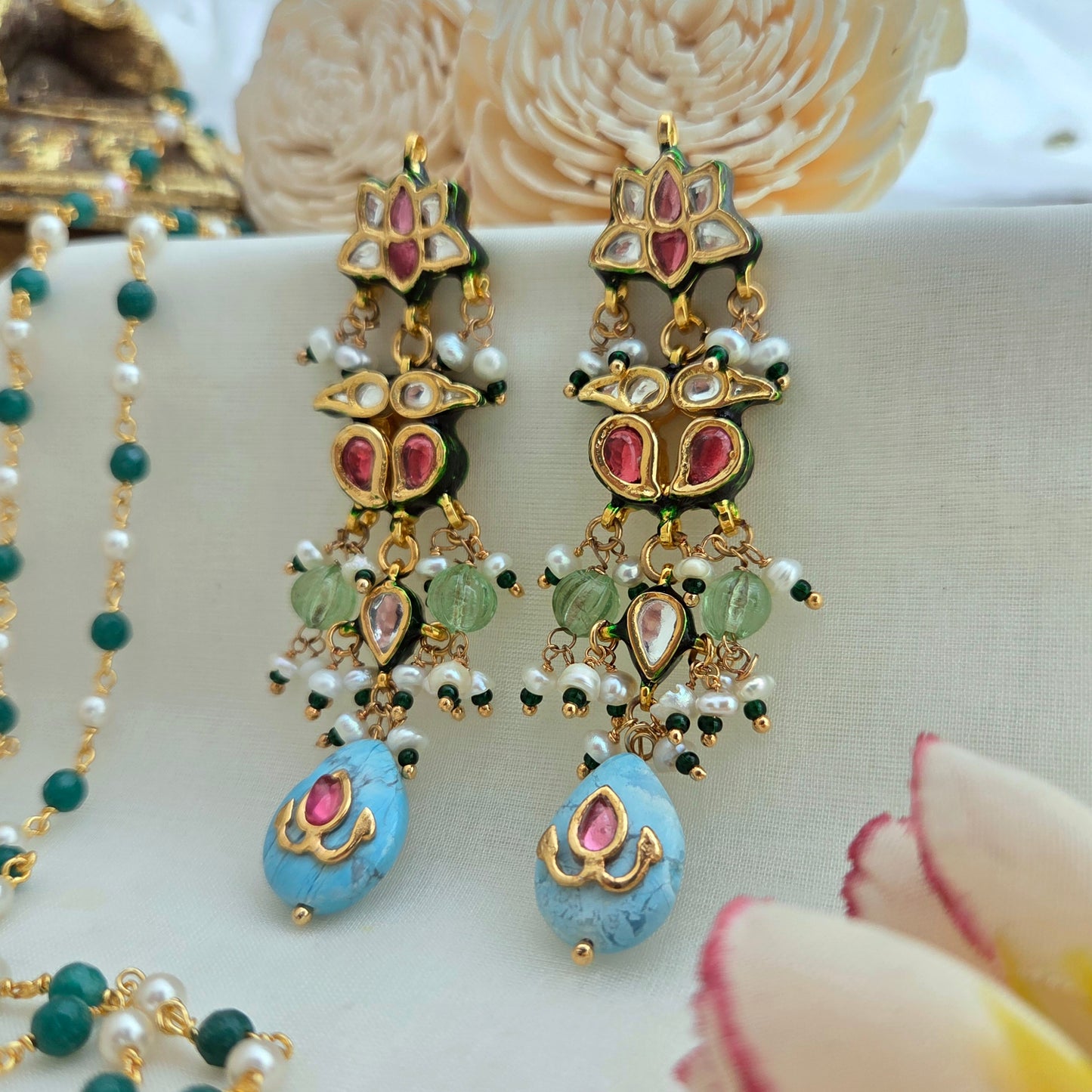 Kundan and firoza drop earings