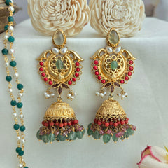 Beautiful coral and flourite traditional earrings