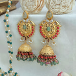 Beautiful coral and flourite traditional earrings