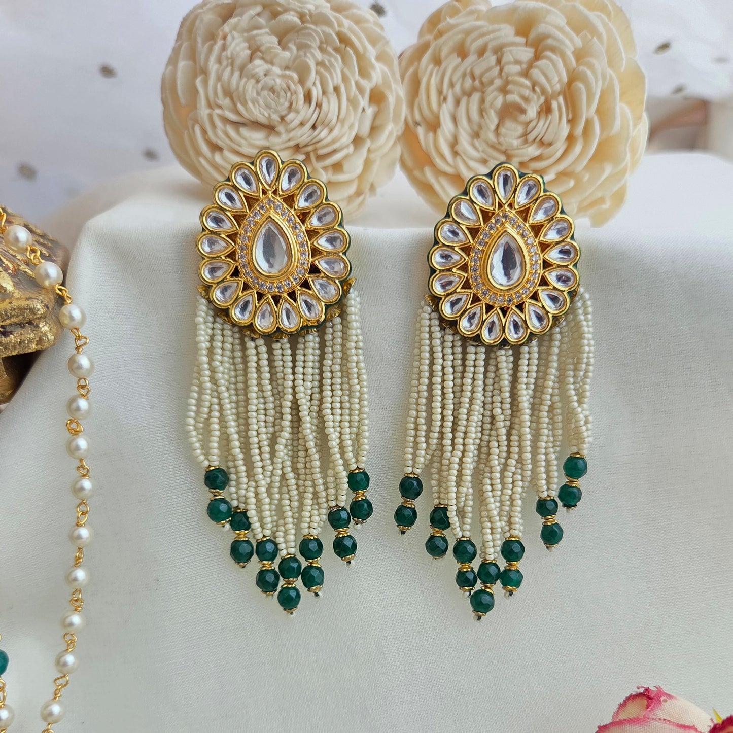 Waterfall pearl drops earrings