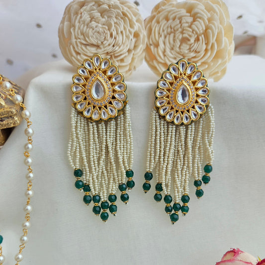 Waterfall pearl drops earrings