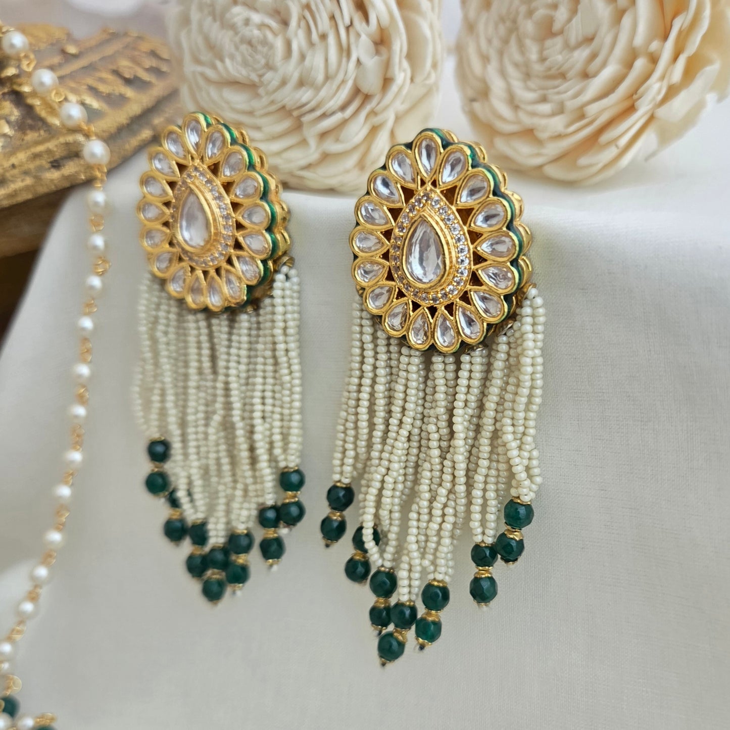 Waterfall pearl drops earrings