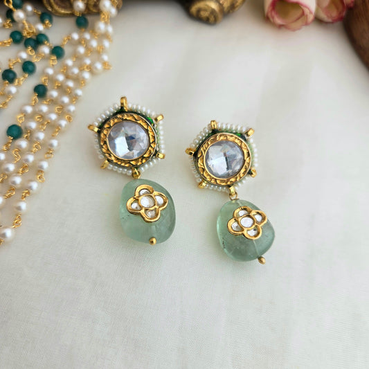 Polki with flourite stones earrings
