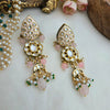 Pink meena kundan earrings