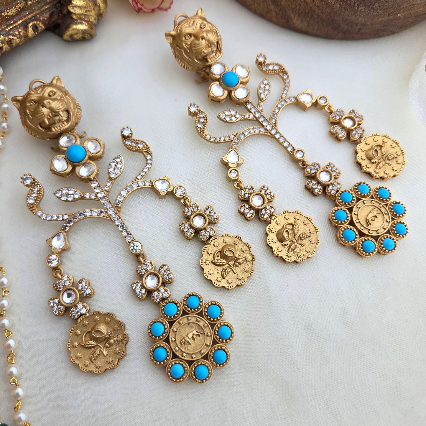 Tiger head statement earrings