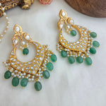 Kundan emerald droplets chandbali