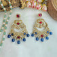 Ruby and blue droplets chandbali