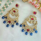 Ruby and blue droplets chandbali