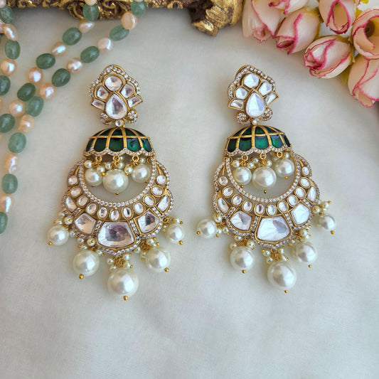 Polki meenakari chandbali