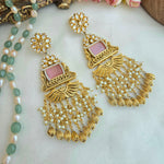 Baby pink long dangler earrings