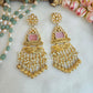Baby pink long dangler earrings