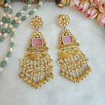 Baby pink long dangler earrings