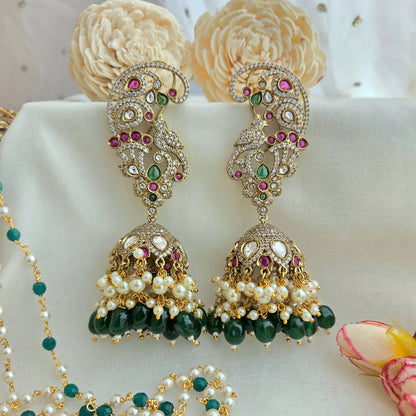 Victorian style peacock jhumka