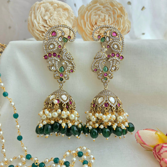 Victorian style peacock jhumka