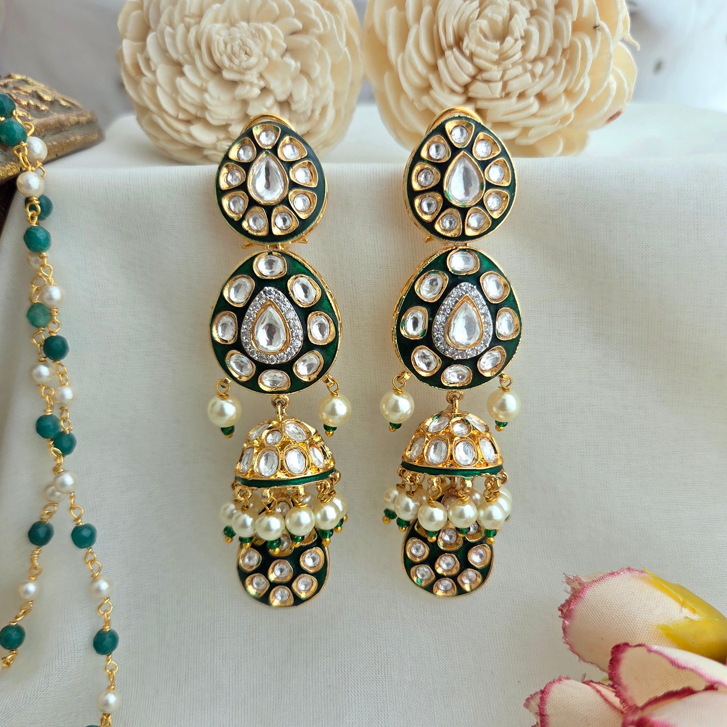 Meenakari kundan jhumka
