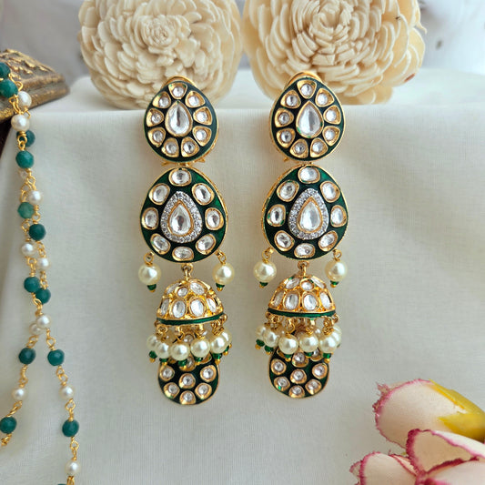 Meenakari kundan jhumka