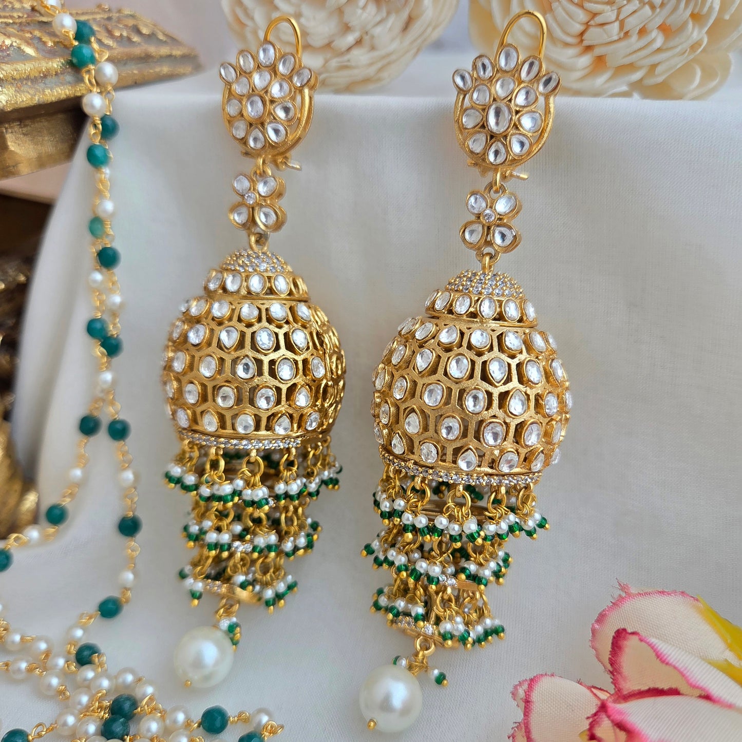 Kundan layered jhumka