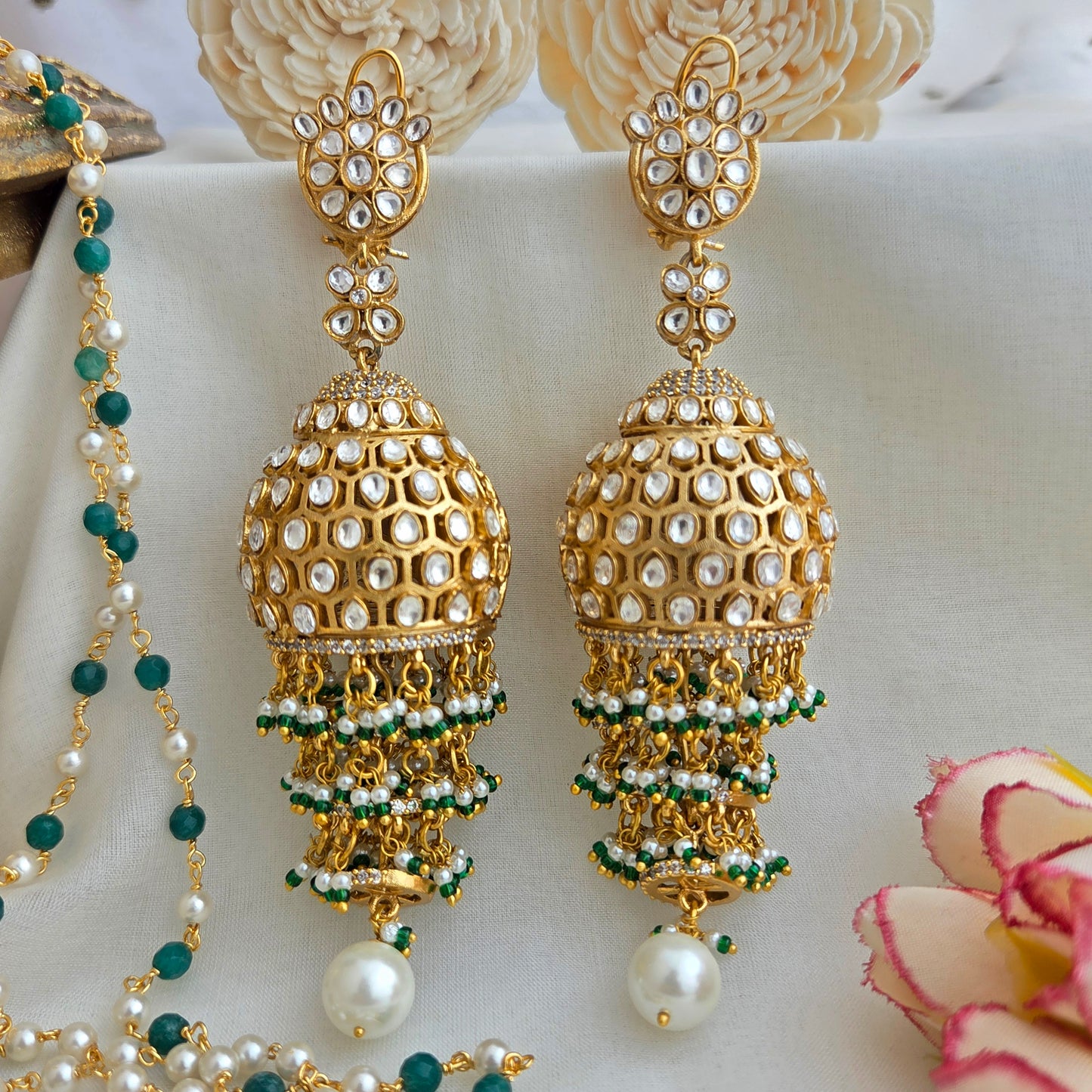 Kundan layered jhumka