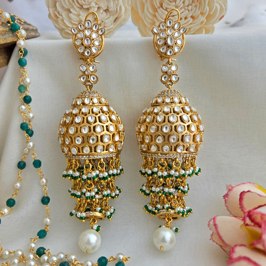 Kundan layered jhumka