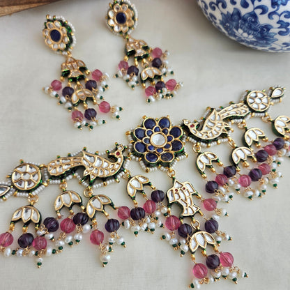 Blue floral Mayur chokhar set