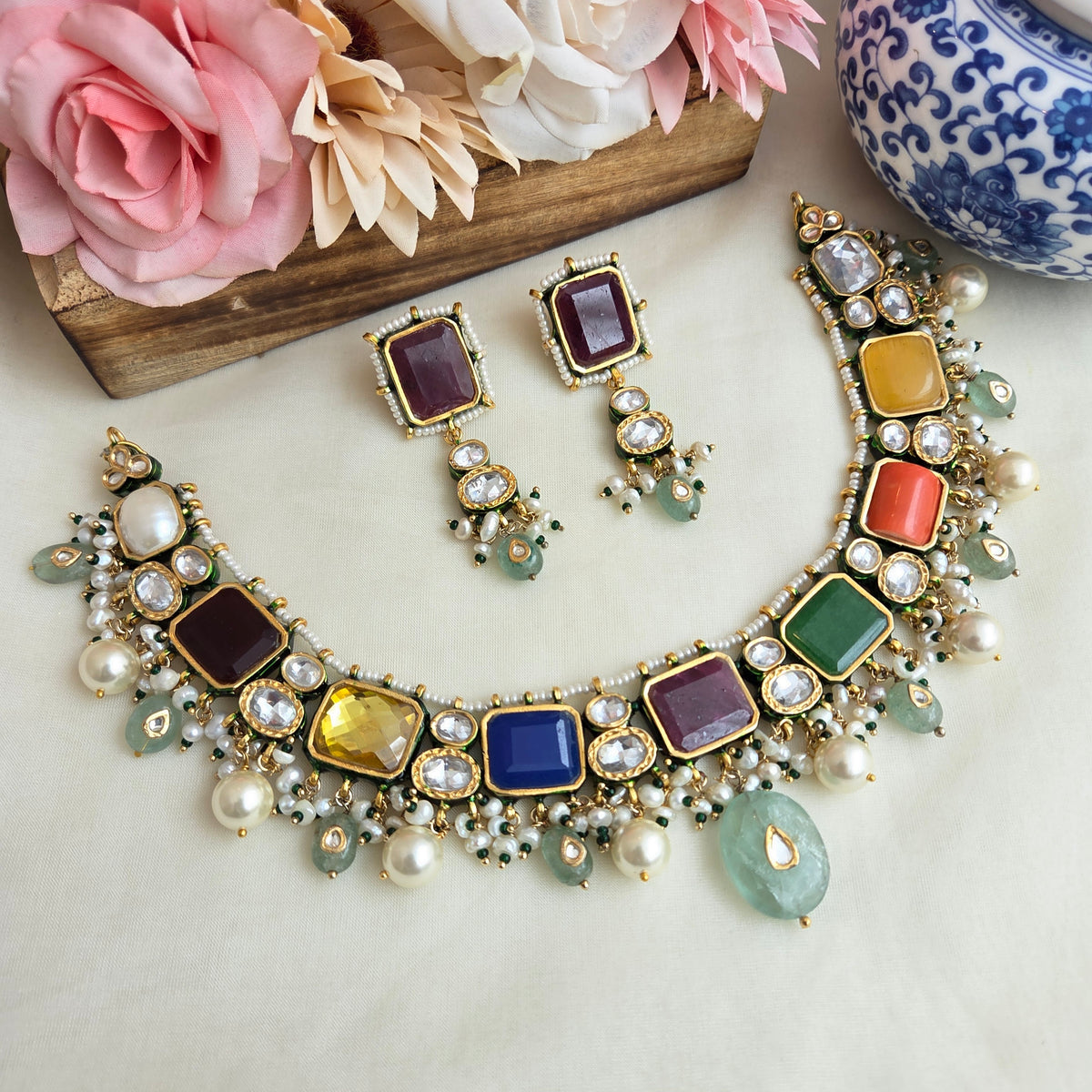 Navratna necklace set