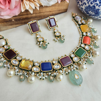 Navratna necklace set