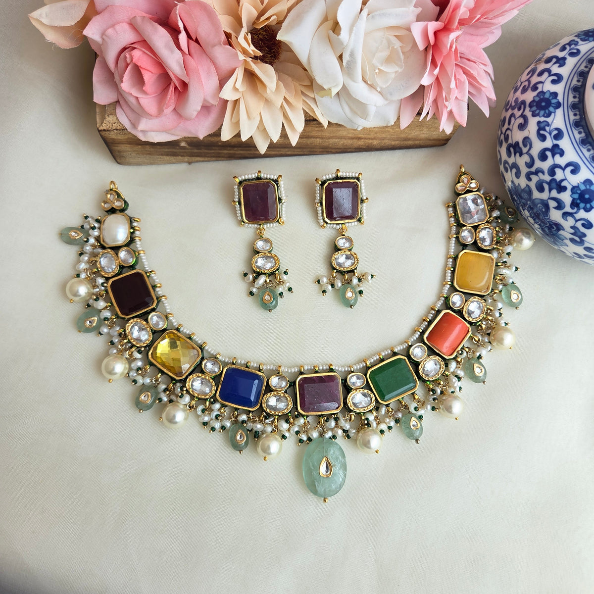 Navratna necklace set
