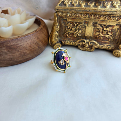 Peacock blue ring
