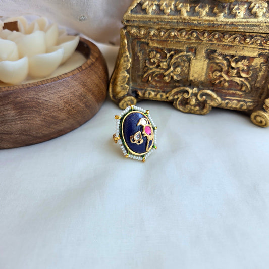 Peacock blue ring