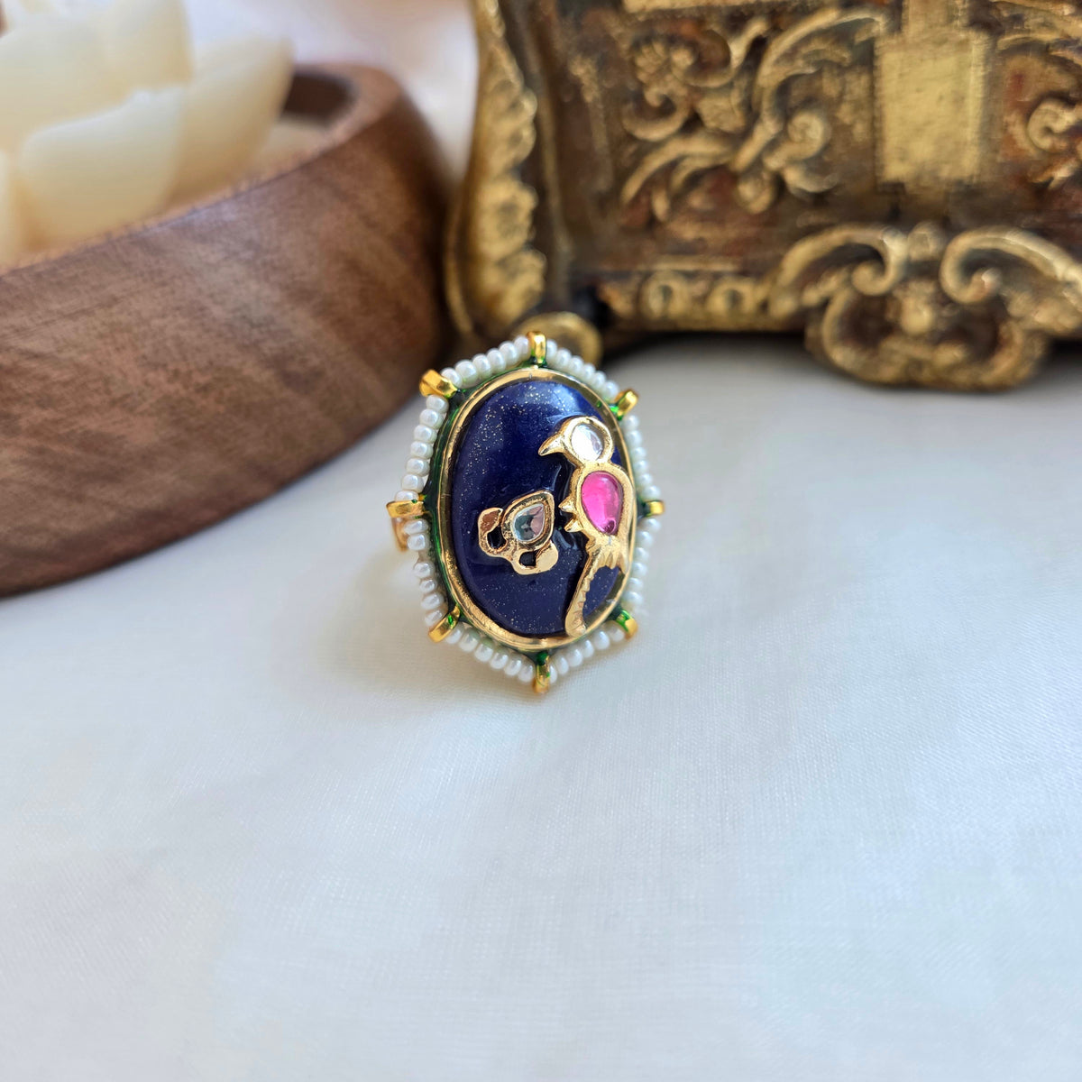Peacock blue ring