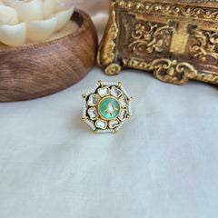 Flourite floral kundan ring