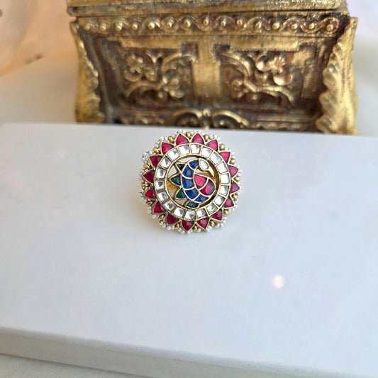 Kundan mayura ring
