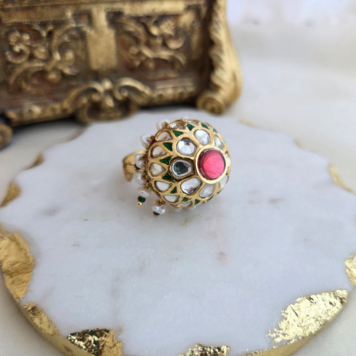 Rajwadi kundan ring