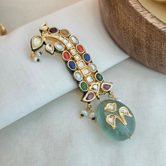 Navratna kundan kalgi with flourite drop