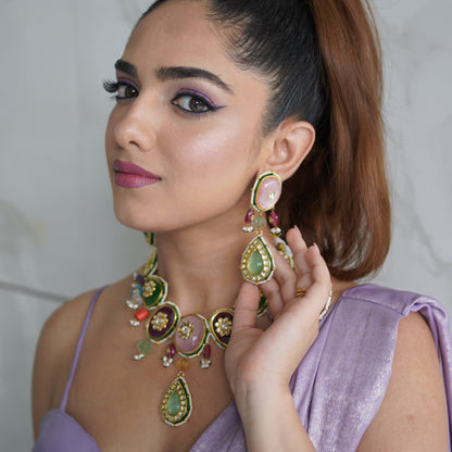 Navratna stones necklace set