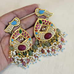 Navratna peacock chandbali