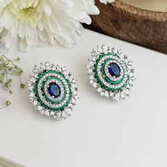 Midnight blue and emerald floral studs