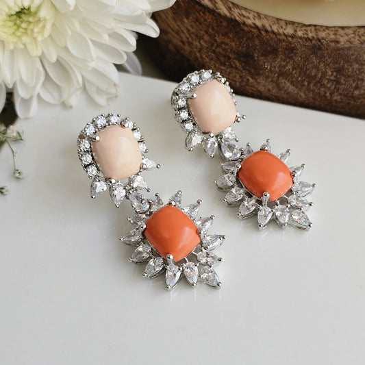 Coral diamond earrings
