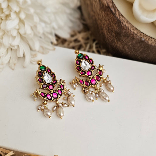 Jadau Kundan Silver Earrings with Traditional Craftsmanship