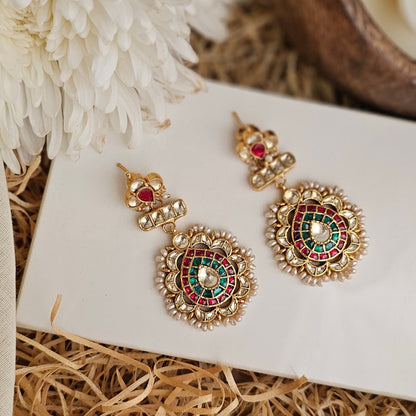 Jadau Silver Earrings with Intricate Handcrafted Detailing